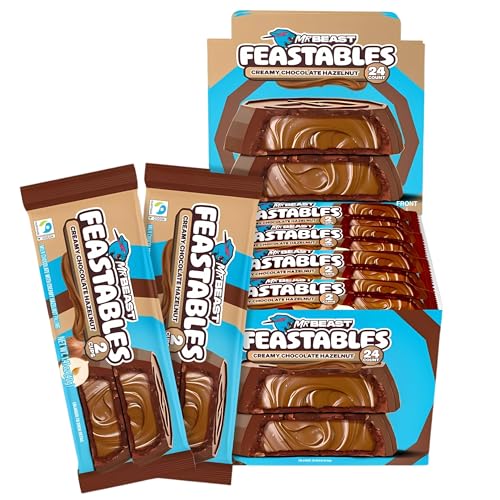 Feastables MrBeast Hazelnut Cups – Chocolate con leche con crema de avellana – Caja de 24 unidades – Ideal como regalo (24×40 g)
