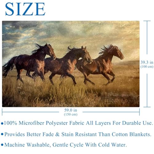 Couverture cheval prairie douce et chaude pour lit et canapé cocooning