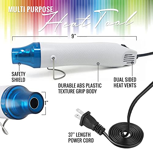 Pixiss Heat Tool Embossing Heat Gun For Crafts, Embossing Arts, Candles, Shrink Wrap. 4 Embossing Powders, Anti-Static Embossing Pad #TOP1