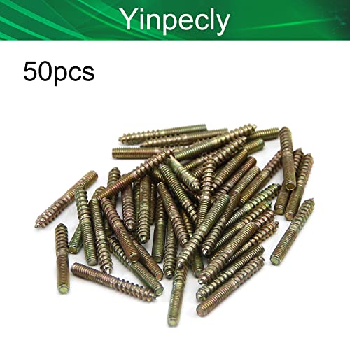 Image of Double Headed Hanger Bolts M4x30mm Carbon Steel Self-Tapping Screw for Pet Furniture, Outdoor Furniture, Household Furniture,Bronze 50PCS
