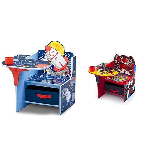 Delta Children Space Adventures Chair Desk with Storage Bin & Chair Desk with Storage Bin - Greenguard Gold Certified, Spider-Man, Arm Rest, Cushion