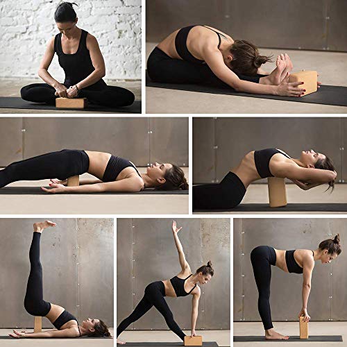 Arltb Cork Yoga Block 2 Pack Cork Yoga Blocks with Strap, Set of 2 Cork Yoga Blocks Cork Bricks with Strap,Stretching Brick Stretch Cork Blocks Stretch Block Cork Yoga Cube to Support and Deepen Poses