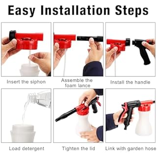 CROWNSHOP Snow Foam Sprayer Car Wash Spray Tool Long Gun Use Hose Sprayer 900 ml Cleaning Foam Spray Gun Car Wash Soapy Water Nozzle for Home Garden Watering (Red)