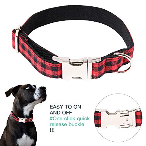 Timos Dog Collar for Small Medium Large Dogs,Adjustable Soft Puppy Collars with Metal Buckle,Black Red Plaid,S Length 9… - Image 5