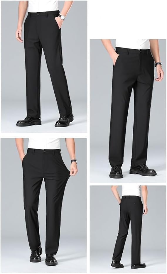 Dualego Super Stretch Ice Silk Comfort Everyday Pants, Rovenfit Men's Stretch Golf Pants Slim Fit Lightweight Trousers