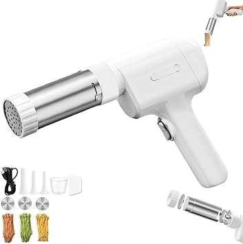 Electric String Hopper Maker - 5-in-1 Cordless Pasta Maker Machine, Portable Handheld Noodle & Pasta Maker Gun, Automatic Kitchen Aid Pasta Machine 3pcs