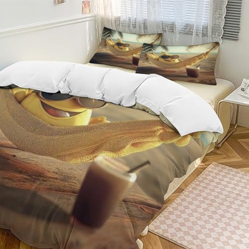 Housse de couette King 220x240cm en microfibres de coton avec taies Banane - 5