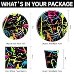 Neon Party Supplies Tableware - Glow Party Decorations Include Plate, Cup, Napkin, Tablecloth, Cutlery, Straw - Graffiti Theme Birthday Baby Shower Decorations | Serve 24 - Image 2