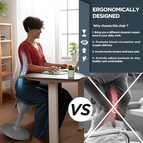 Image of Wobble Stool Standing Desk Stool, Ergonomic Active Learning Stool, Height Adjustable, Foam-Padded Backless Balance Stool with 360 Rocking, Wiggle Stool for Office Desks and Classrooms