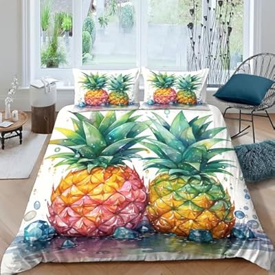 Fresh Pineapple 3D Bedding Duvet Cover Set Watercolor Style 3 Piece (1 Duvet Cover+2 Pillowcase) for Teen Boys Girls Sports Microfiber Bedding Quilt Full(203x228cm) 51PwQvy6IiL. SS400
