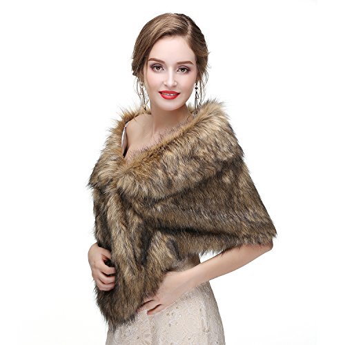 Faux Fur Shawl Wrap Stole Shrug Winter Bridal Wedding Cover Up2