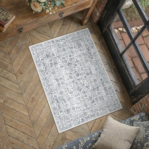 PureCozy Navy Blue Entryway Area Rug 2x3 Vintage Floral — view 2