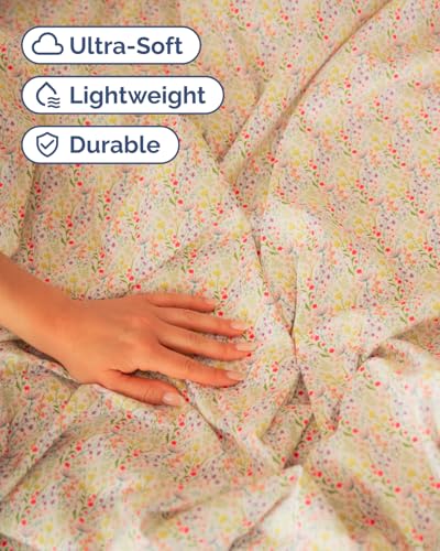 Image of Full 4 Piece Floral Sheet Set - Soft, Breathable & Cooling - Rosebud Sprigs