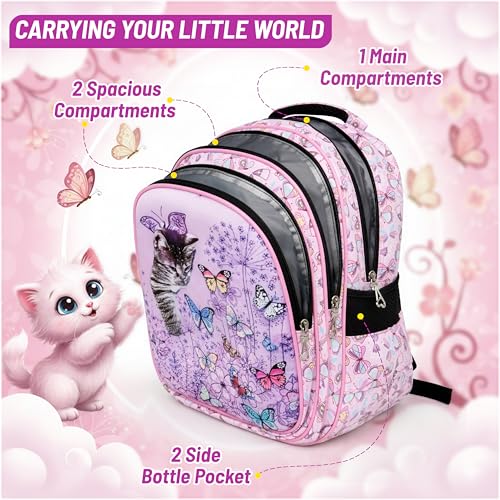 Image of Storite School Bag for Girls Kids 15L | 3D Cartoon Backpack Lightweight Water-Resistant | Multi-Compartment with Bottle Pocket | Cute Bag for Nursery & Primary