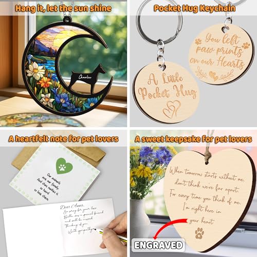14-SS1 Dobermann Pinscher Gedenk-Sonnenfänger, individueller Name, Haustier-Ornament, Fenster, Auto, zum Aufhängen, Beileidsgeschenk für den Verlust des Haustiers, Gedenkgeschenk für Hundeliebhaber