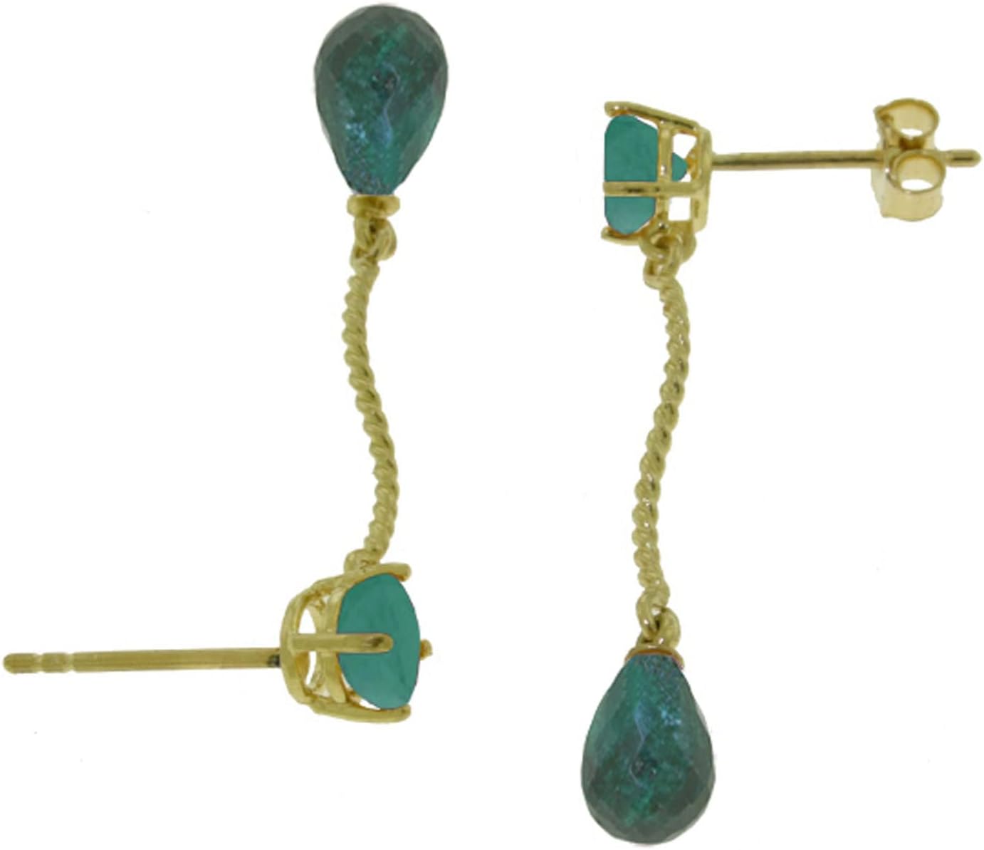 Galaxy Gold GG 14k Solid Gold Dangle Earrings with Emeralds - Image 4