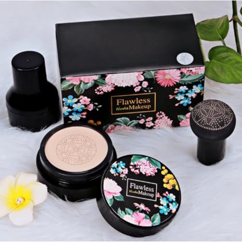 2026 Upgrade Mushroom Head Cushion CC Cream BB Cream Glow Foundation Moisturizing Concealer Brighten Long Lasting Full Coverage for Mature Sensitive All Skin Types (Ivory)