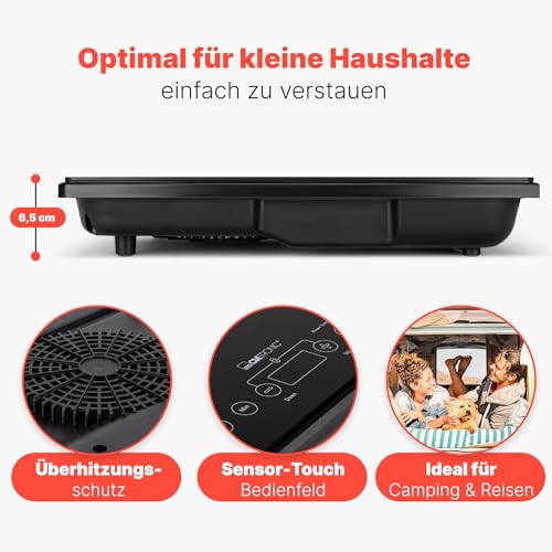 Foto von Clatronic® Induktionskochplatte | Kochplatte mit Sekundenschneller Erhitzung durch Induktion | Herd mit ECO-Save für 55% Zeitersparnis | Induktionskochfeld mit automatischer Topferkennung | EKI 3569