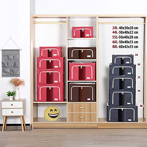 Image of Storage Box and Organiser for Clothes | Cloth Organizer for Storage | Clothes Wardrobe Organizer for Storage | Fits in Small Closet & Room Corner | 24 Ltr Set of 2, Blue Polka