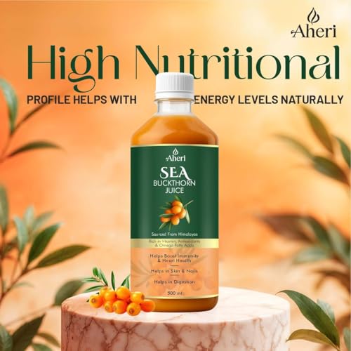Image of Sea Buckthorn Juice 500 ML | Buckthorn Berry Herbal Juice with Natural Vitamin C | Herbal Support for Immunity, Skin Glow & Gut Health | Omega 3 6 7 9 & Antioxidants - Pack of 2
