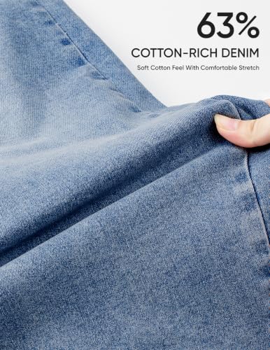 Image of JMIERR Men's Stretch Cargo Jeans Loose Straight | Over 60% Cotton Blend, Stretch Denim, Drawstring Waist, 5-Pocket Design, Loose Straight Fit, Casual Workwear Jeans