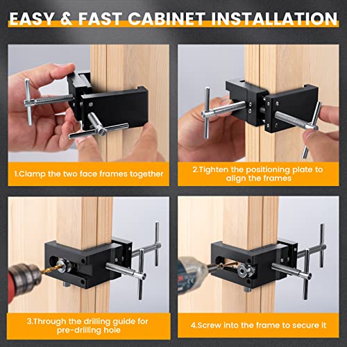 Neitra Cabinet Installation Clamps, 2022 Upgrade Highly Durable All Metal With Flexible Drill Hole Guide Design, Cabinetry Claw For Easy And Fast Installing Face Frame Of Cabinets, Black, 1-Pack #TOP4