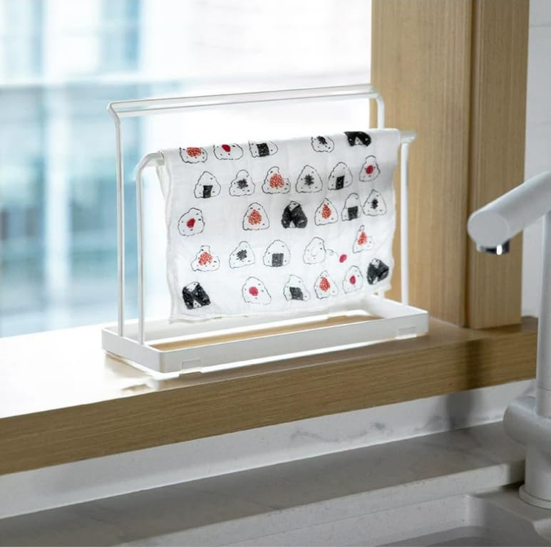 Image of ARHAT ORGANIZERS Foldable Hand Towel Stand | Towel Holder for Washbasin & Kitchen | Hand Towel Holder for Bathroom, Countertop & Vanity | 3 Towel Drying Stand, Napkin Stand (White, 2-Layer)