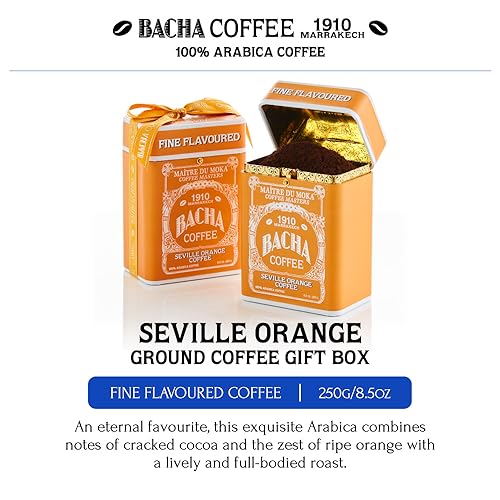 Bacha Coffee | Seville Orange Fine Flavoured, Ground Beans, Medium Roast, 100% Arabica Specialty Coffee, 250g Signature Nomad Collection, Gift Box