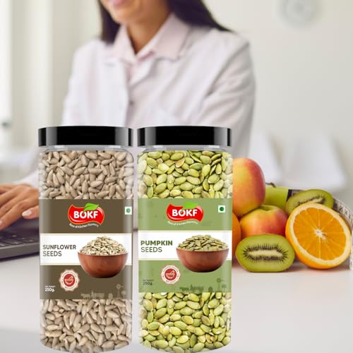 Image of BOKF Pumpkin Seeds & Sunflower Seeds Combo Pack 500g | Raw Superfoods | Rich in Protein, Fiber & Healthy Fats | Healthy Snacking & Weight Management Seeds