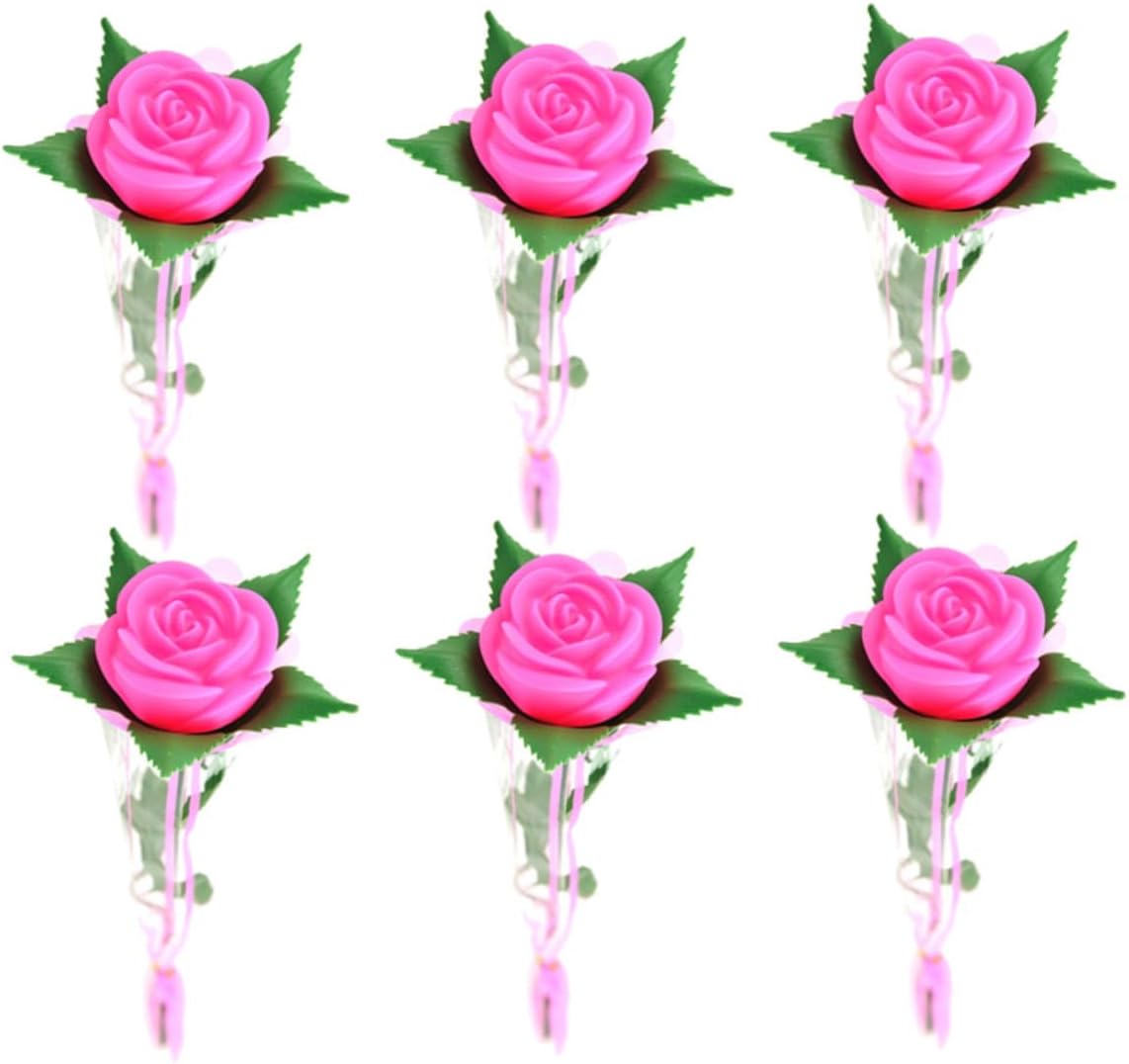 GAROZATION 6pcs Colorful Rose Bag Rose Decorative Lights