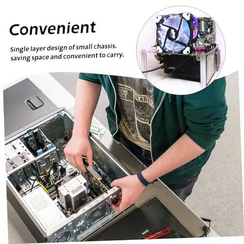 STOBOK Gabinete para computadora Open Air Diseño transparente de una capa Compatible con Mini ITX y Micro ATX miniatura 4
