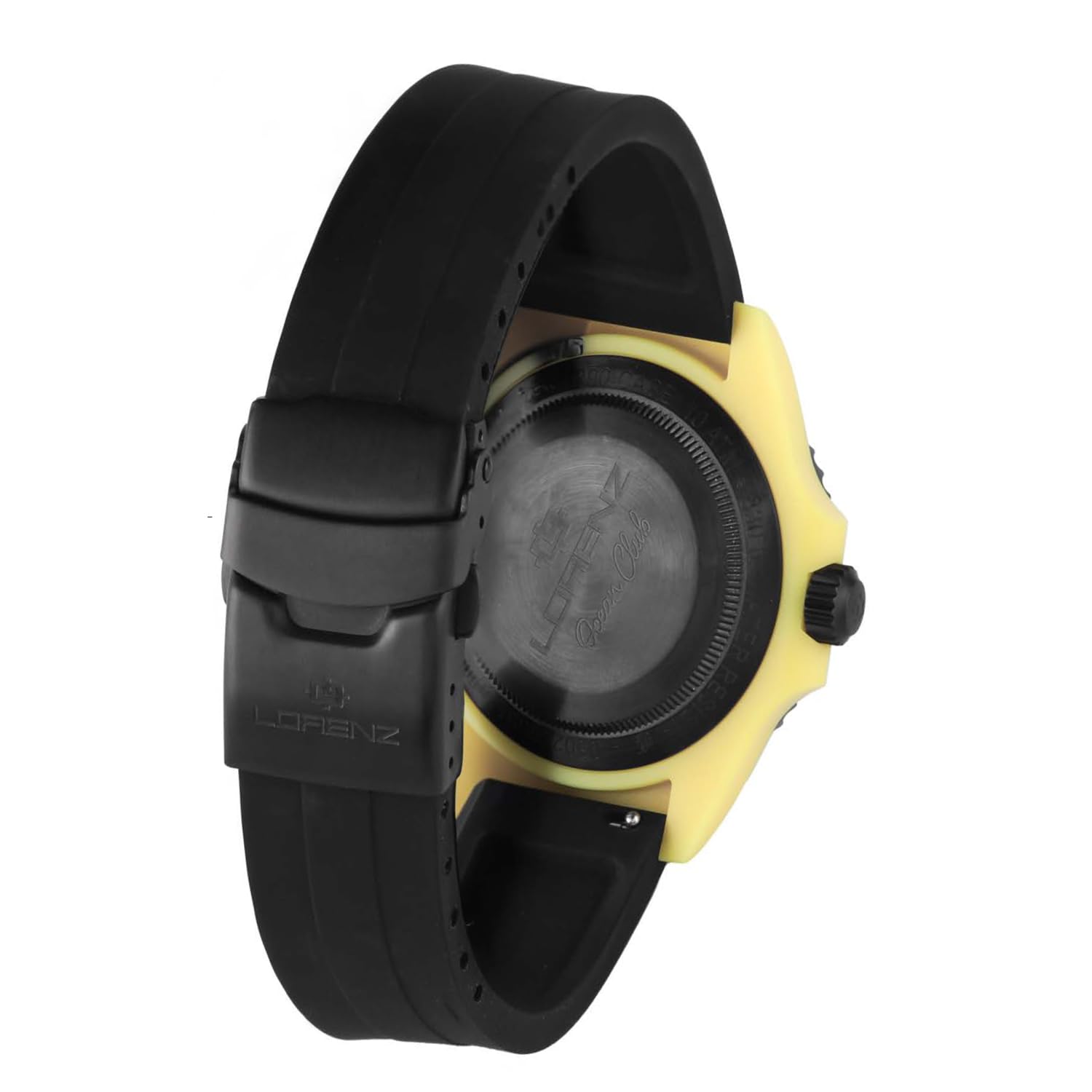 Lorenz Ocean Club 030268EE - Orologio Sportivo da Uomo al Quarzo - Orologio con cassa in superlega Soft Touch gialla - Cinturino in Gomma e chiusura deployante - Sub 100 metri - Cofanetto speciale sub