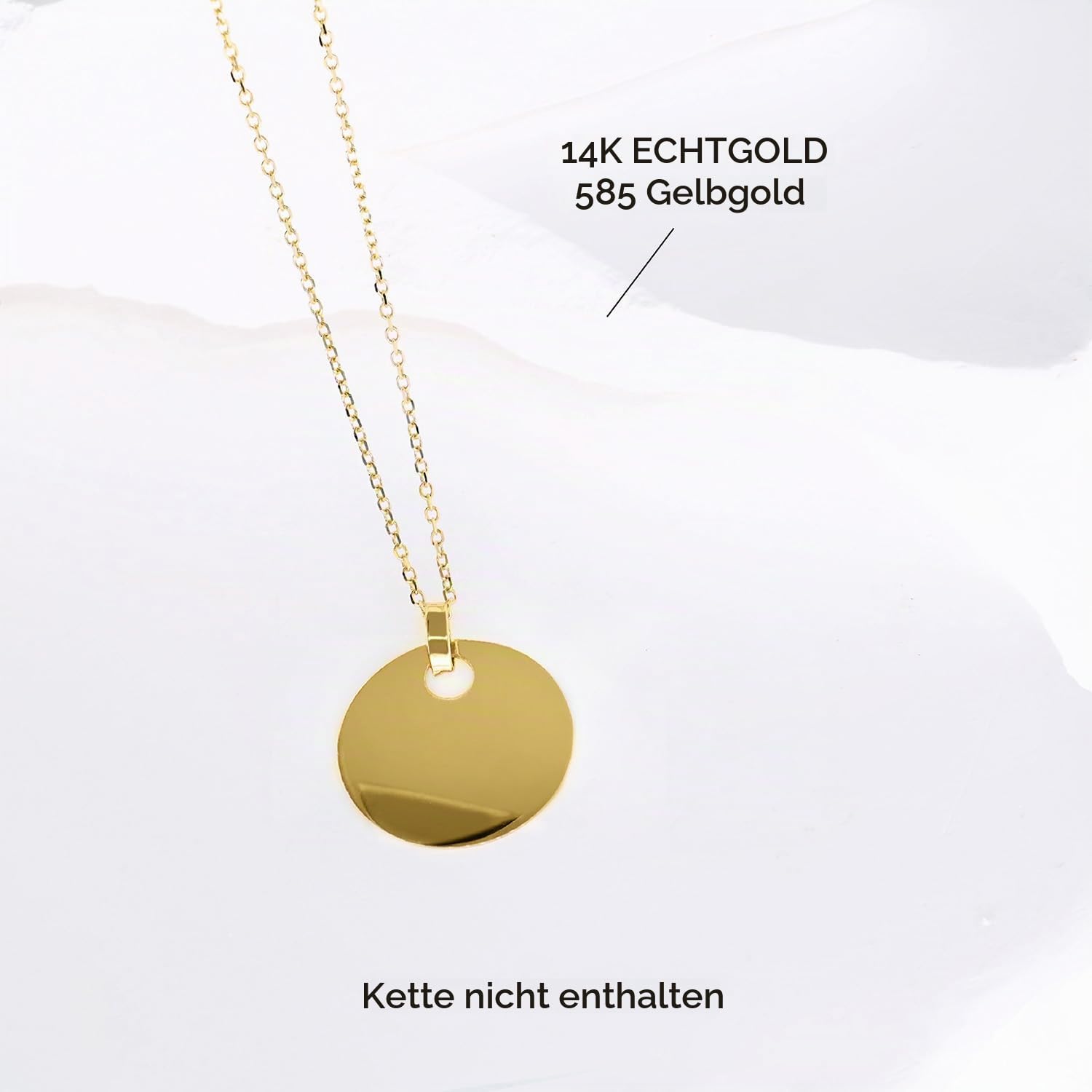 forme di Lucchetta - 14 Karat Gold runden Anhänger Gravurplatte, 16mm Medaille, Echtes Gold Charm für Mädchen Kind ideal für Armbänder und Ketten (bis zu 4mm) | 16mm Medaille, Echtes Gold Charm für Mädchen Kind ideal für Armbänder und Ketten (bis zu 4mm)