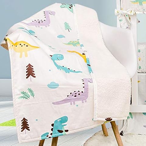 TEALP Baby Toddler Blanket Quilt 100% Hypoallergenic Cotton Fleece Throw Blanket 70cm x 100cm-Dinosaur Cover