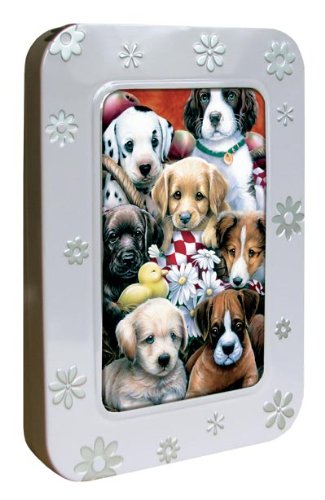 Tree-Free Greetings Noteables Notecards In Reusable Embossed Tin, 12 Card Assortment, Recycled, 4 x 6 Inches, Puppy Pals, Multi Color (76034)