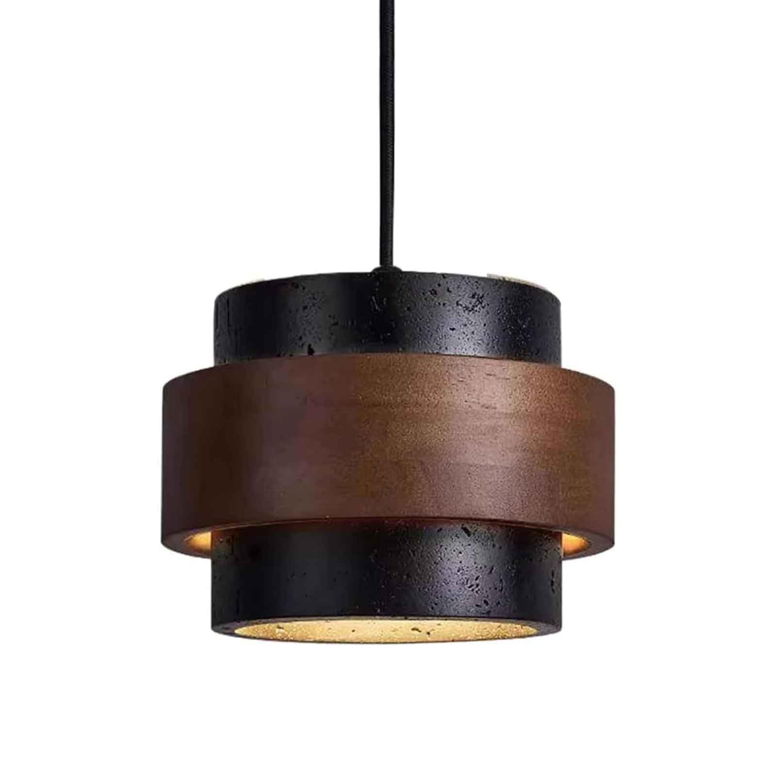 Lustre de luxe rustique en pierre naturelle et noyer pour chambre et salon