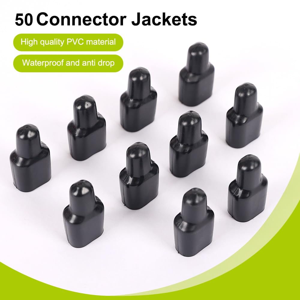 Kit de cubiertas de goma ignífugas para botas de goma, conector de alimentación, fundas de goma compatibles con conectores de alimentación rápida de 2 posiciones (50 piezas)
