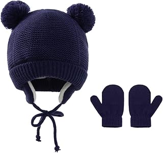 DZOZO Baby,Clothing,Baby Boys 0-24m,Accessories,Hats & Caps DZOZO Baby Hat Infant Winter Beanie Hat Mittens Set Winter Warm Knit Earflap Cap Beanie Knitted Hat Glove Set for Girls Boy Winter Knitted Baby Hat Beanie Hat with Ear Flaps and Chin Ties