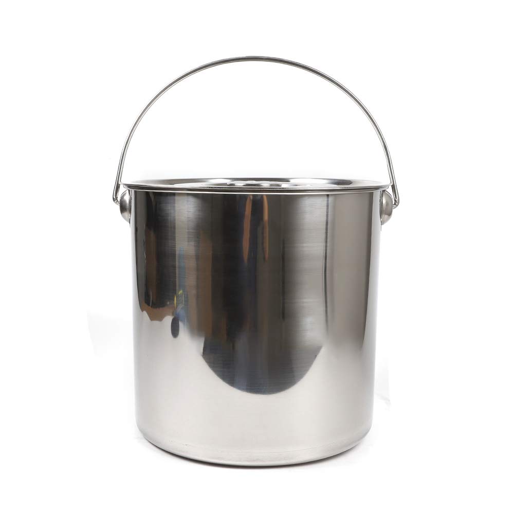 Seau de 20 litres en acier inoxydable pour la cuisine - Seau alimentaire - Seau à lait, Seau à glace - Seau à eau - Seau à champagne - Avec couvercle (20 l)