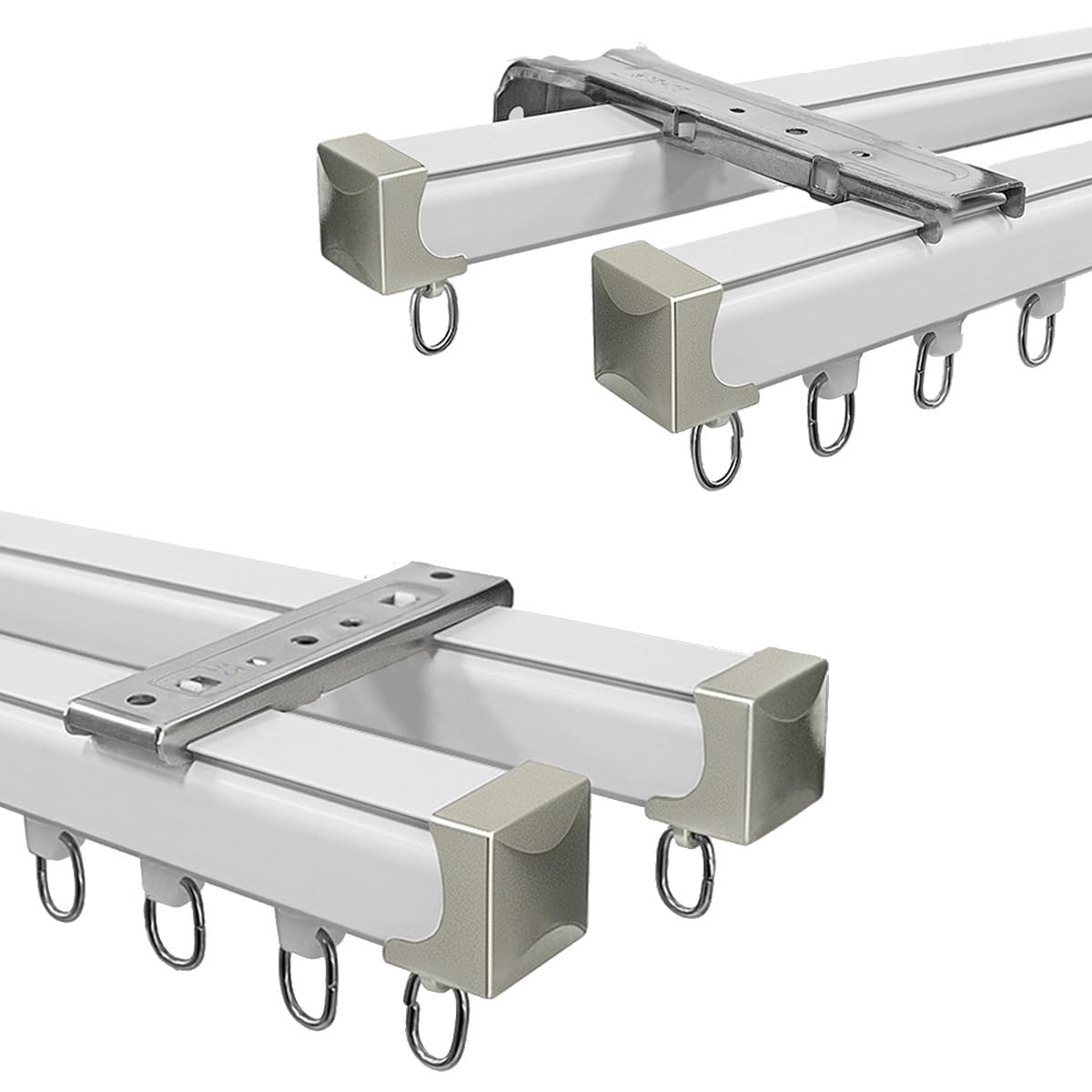 Binario per Tende A Doppio Binario 1-5m Binario per Tende da Soffitto O da Parete Alluminio Scorrevole Bastone Tenda per Soggiorno Camera da Letto(Bianco,330cm)