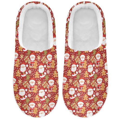 Fuzzy Memory Foam Slippers for Women/Men Santa Claus Cookie Man Pattern Fluffy Winter House Shoes Indoor and Outdoor2