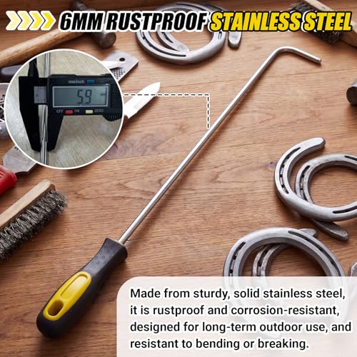 Image of Arrowbash 2 Pcs 20 Inch Horseshoe Pick-up Hook with Stainless Steel Shaft, Ergonomic Grip Horseshoe Retriever, Portable Horse Shoe Pick up Stick for Outdoor Games