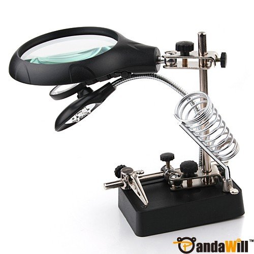 5 LED Auxiliary Clip Magnifier AC/DC Interchangeable Tool Welding Modelling Tool