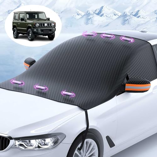 【2023年冬新型改良 】3-in-1 車用 フロントカバー に適用 スズキジムニー JB23ジムニーシエラJB43 カーフロントガラス 凍結防止シート 車 サンシェード 6枚磁石 車フロントガラスカバー 車用凍結防止カバー 折り畳み式 取付簡単 車保護