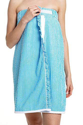 Seersucker Spa Wrap (Turquoise)3
