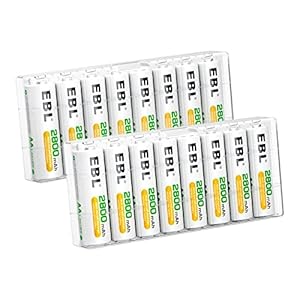 EBL AA Rechargeable Batteries 2800mAh Ready2Charge Quality AA Batteries – 16 Counts