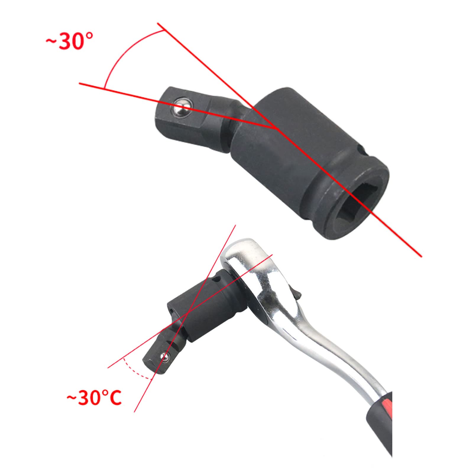 Doo Engy Kraft Kugelgelenk 1/2 1/4 3/8 Gelenksatz Gelenk Adapter Schlagschrauber Kardangelenk Nuss für Hand- und Schlagschrauberbetrieb mit Aufnahme für Arretierstift und Gummiring