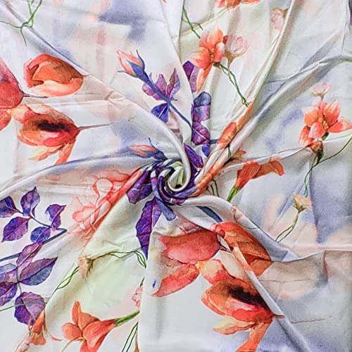 Image of Satin Silk Women's Large Square Floral Fashion Scarf | Soft satin silk neck scarf, head scarf, hair scarf, bandana, wrap, hijab, lightweight fashion accessory