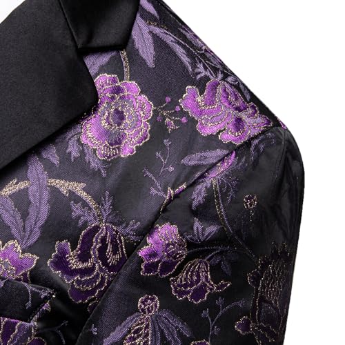 Image of Barry.Wang Mens Floral Blazer Suit Jacket Notched Lapel Casual Sport Coat