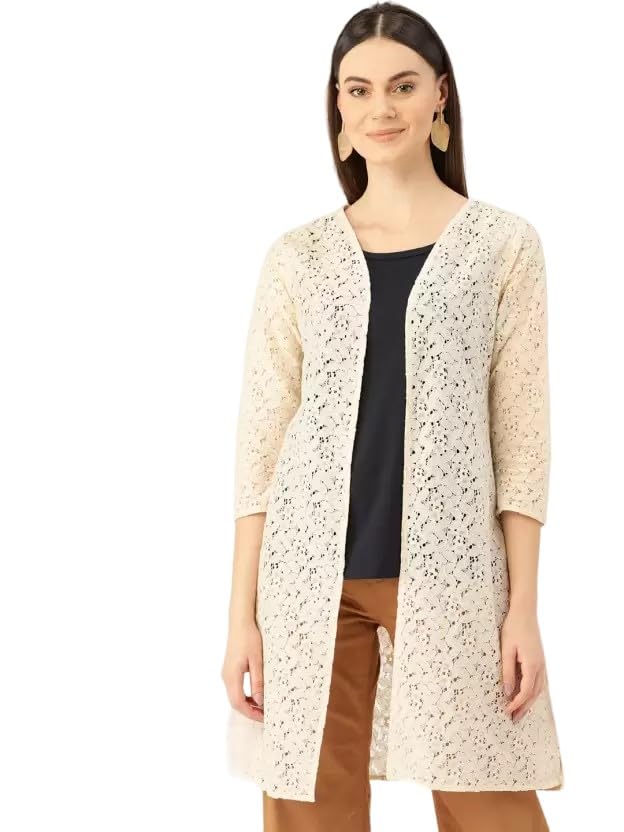 dressitude Women Front Open Self Designed 3/4th Sleeves Long Shrug-picture-35